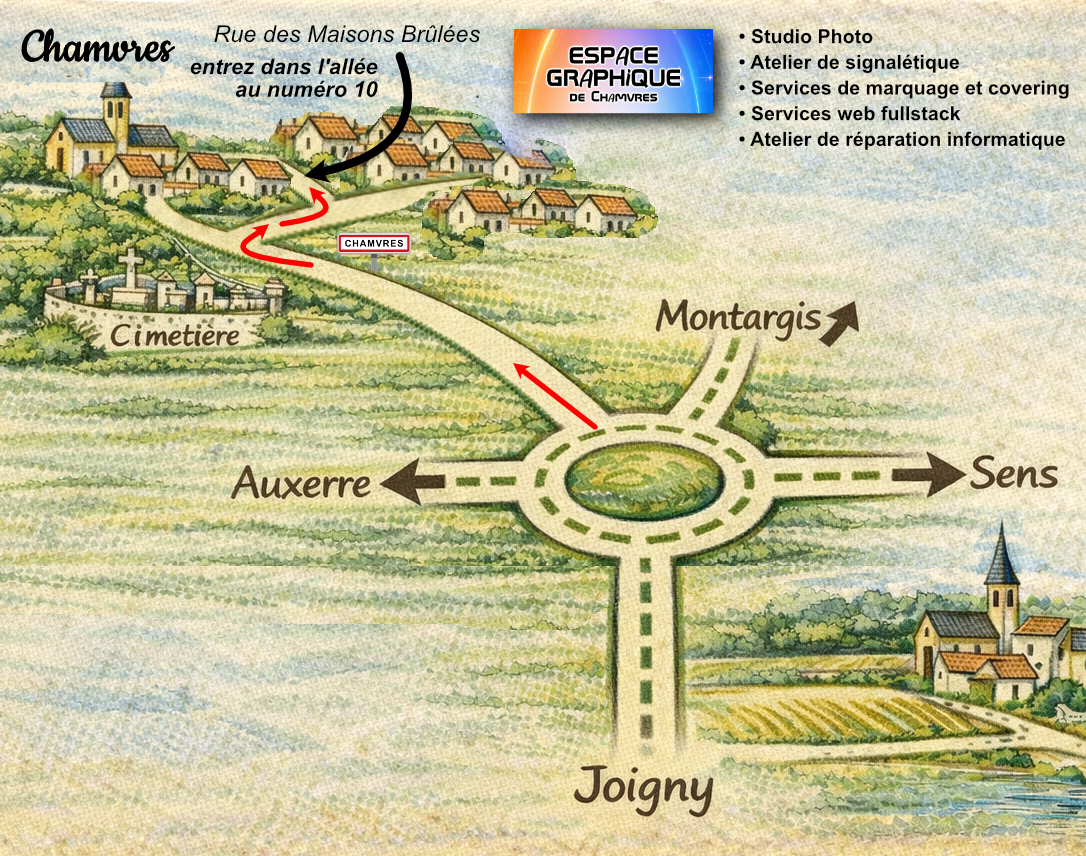 Plan d'accès à l'Espace Graphique de Chamvres